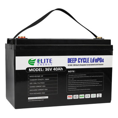 품질  Rechargeable Li ion 40Ah 1536Wh 36V LiFePO4 Battery Deep Cycle 공장